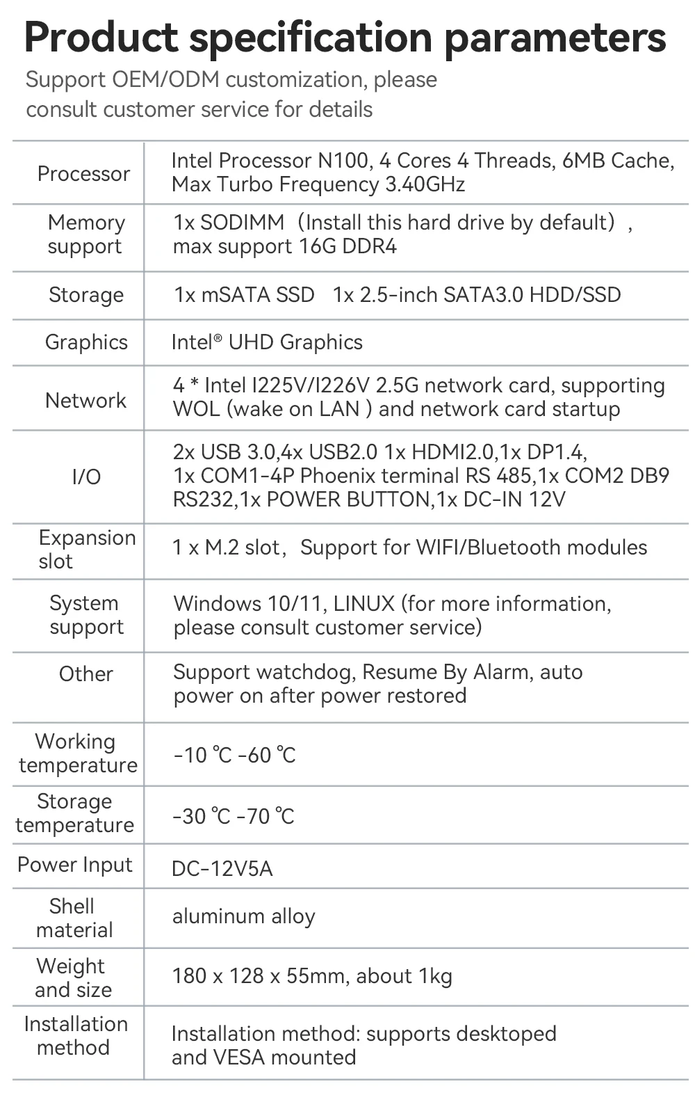 BEBEPC Mini PC Fanless Inter Processor N100 4Intel I225V/I226V 2.5G LAN Support Windows 10/11 PfSense Server Firewall Router