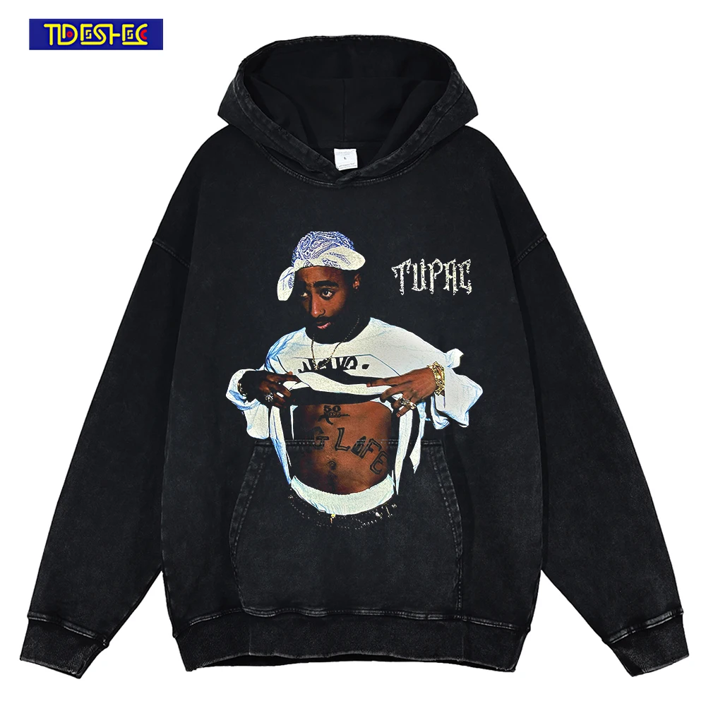 

Men Hip Hop 2PAC Graphic Sweatshirt Autumn Winter Streetwear Tupac Printed Hoodies Harajuku 2022 Cotton Punk Vintage Hoodie