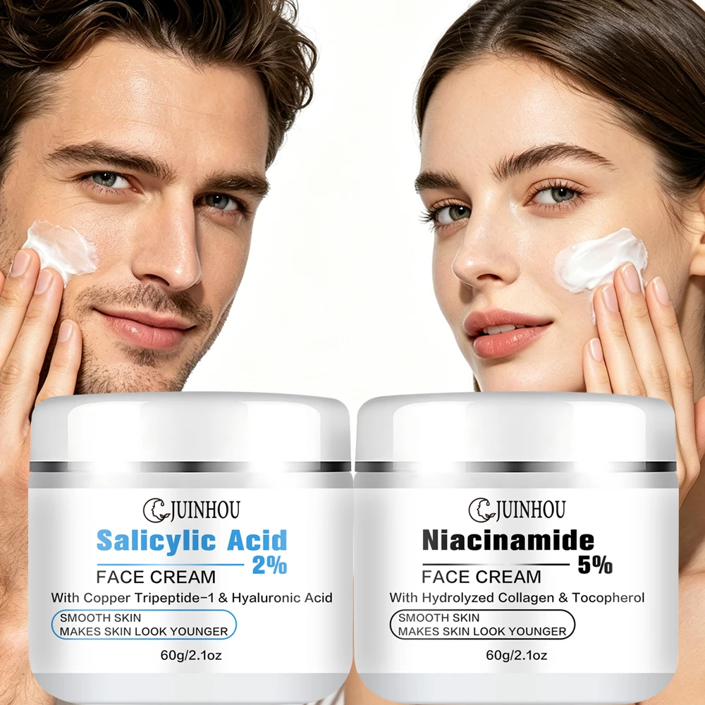 Juego de Crema Facial Iluminadora y Controladora de Grasa JUINHOU, Ácido Salicílico para Limpiar la Piel, Niacinamida para Unificar el Tono de Piel, Colágeno Hidratante