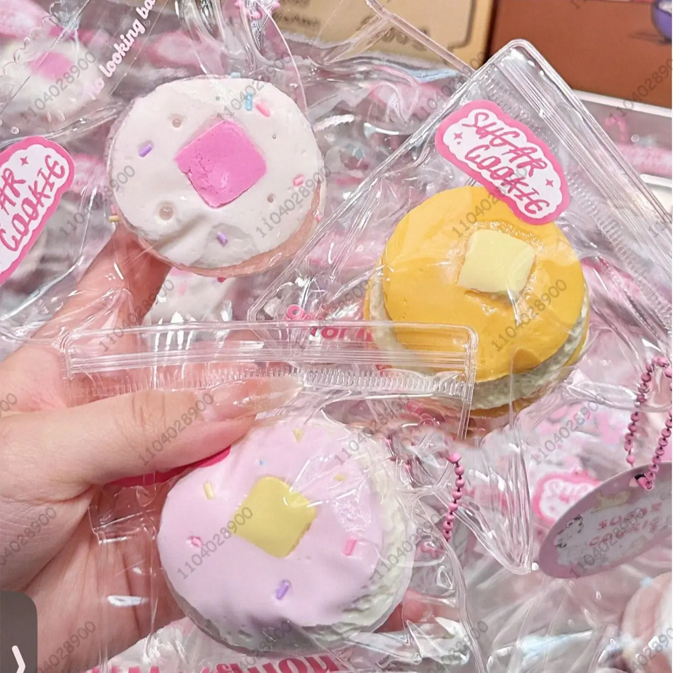 バターマフィンタバスクイーズシリコンダブルデッカーピンクマフィンパンケーキスクイーズトイもちトイ抗ストレスリリーフハンドリラックストイ