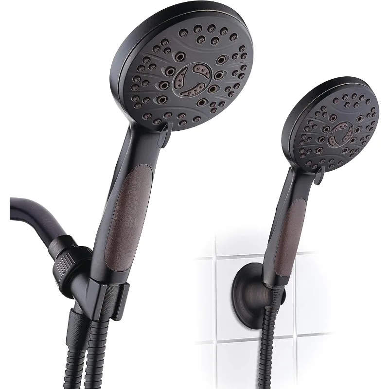 

High Pressure 6-Setting Luxury Handheld Shower Head with Extra Wall Bracket, Oil Rubbed Bronze Finish