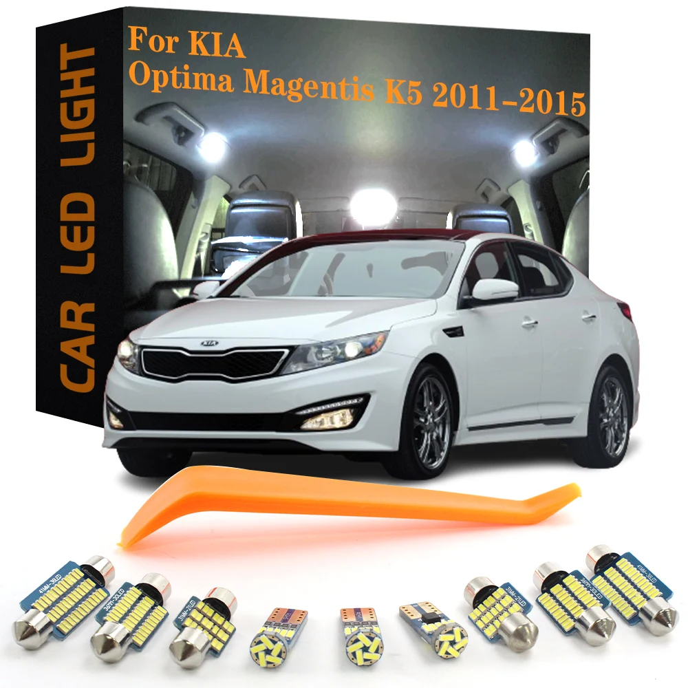 10pcs Canbus Car Accessories LED Interior Lights For KIA Optima Magentis K5 2011 2012 2013 2014 2015 No Error Auto Lamp Bulb Kit