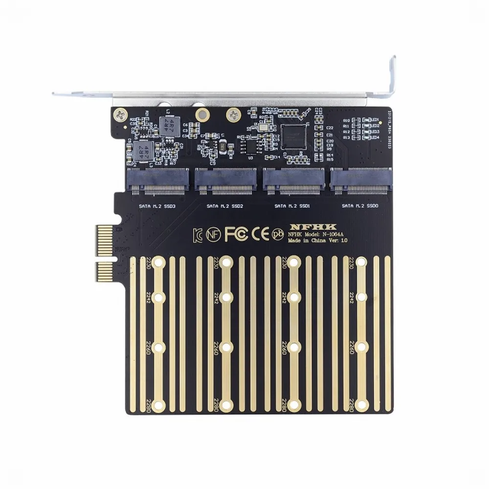 PCIE to M2 Adapter PCI Express X1 3.0 4 Port B Key M.2 NGFF SATA SSD Adapter PCI-E M.2 Adapter Expansion Card Riser