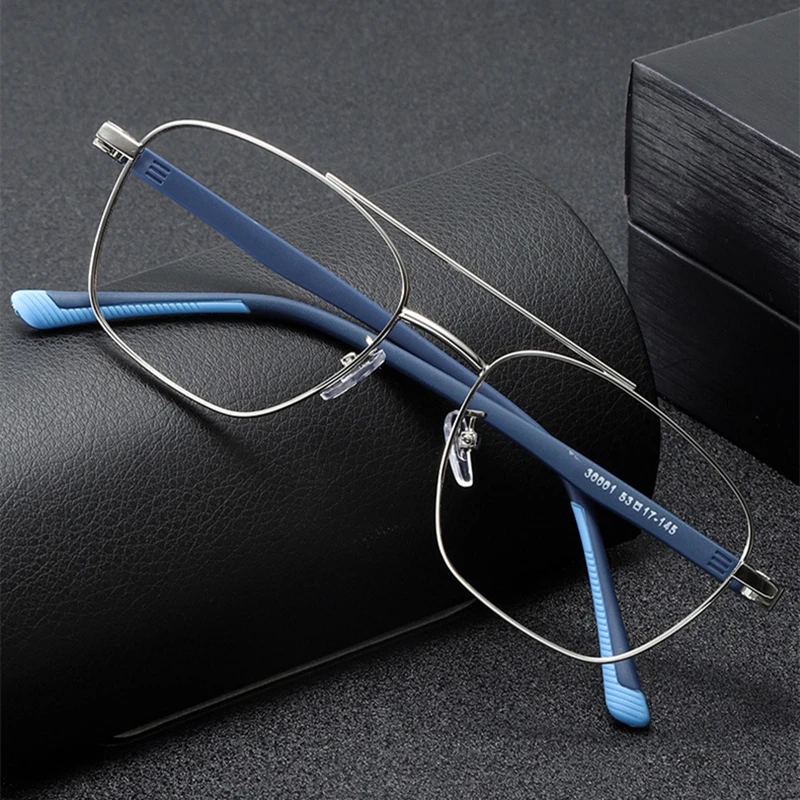 New Ultralight Double Beam Stainless Steel Alloy Anti Blue Light Anti Radiation Reading Glasses Men and Women Presbyopia Glasses