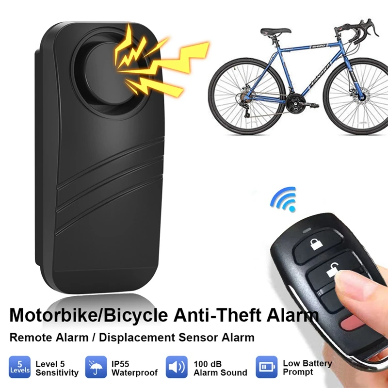 Anti-Theft Motorcycle Bike Alarm 100Db Burglar Vibration Alarm Plastic Security System Waterproof Alarm