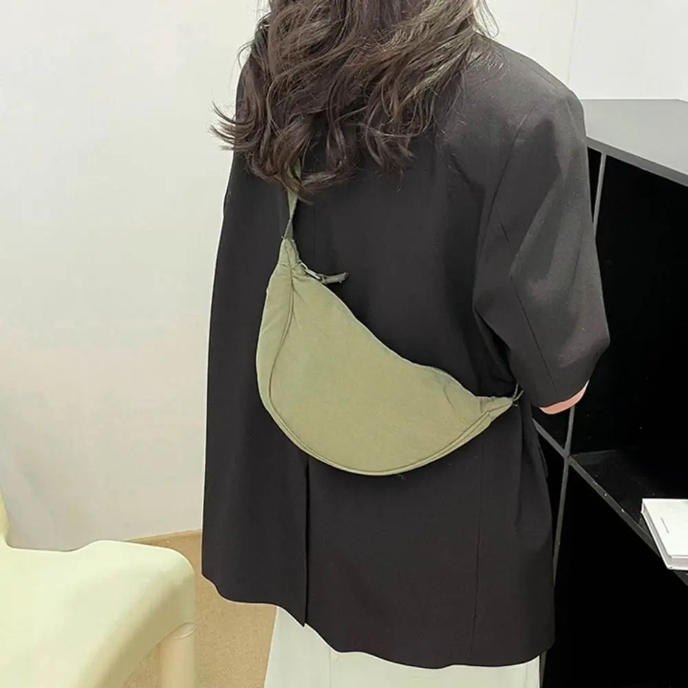 Trendy Nylon Hobos Crossbody Bag Underarm Bag Handbag Half-moon Bag Korean Style Large Capacity Single Shoulder Bags Unisex