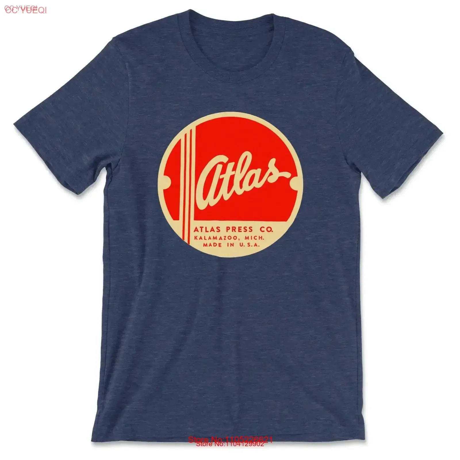 Atlas Press Co Emblem Red Orange on Pale Yellow T Shirt Multiple Colors vintage Washed Top For Everyday Wear Versatile Slightly