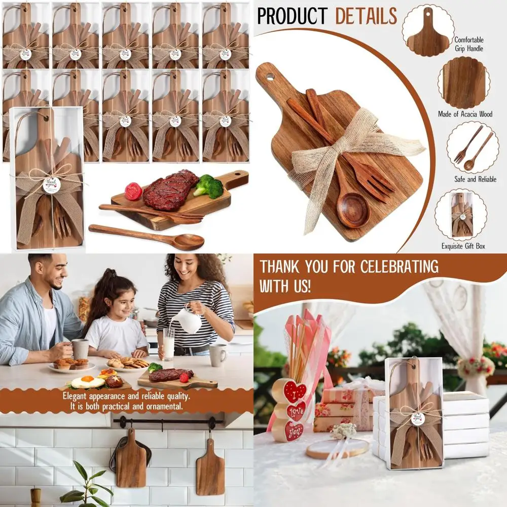 

Acacia Wood Charcuterie Board Set with Cheese Cutting Boards, Serving Utensils for Bridal Baby Shower Gifts and Prizes