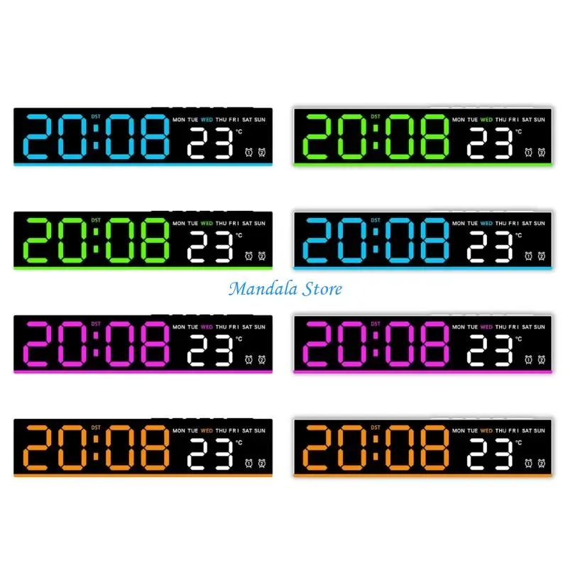 

U2JC Large Screen Digital Clock Easy to Read Time Date Temperature Modern Design Home Access Efficient