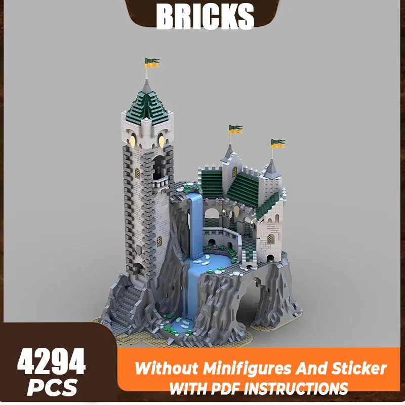 Moc อาคารอิฐทหารปราสาทรุ่น High Falls Escape เทคโนโลยี Modular Blocks ของขวัญของเล่นคริสต์มาส DIY ชุดประกอบ