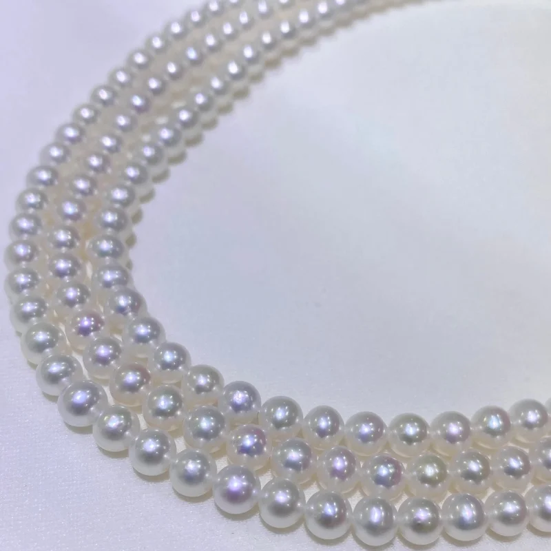 SGARIT Trending Jewelry 5-6mm S925 Silver Double Rows Versatile Freshwater Pearl Long Necklace for Women 120cm