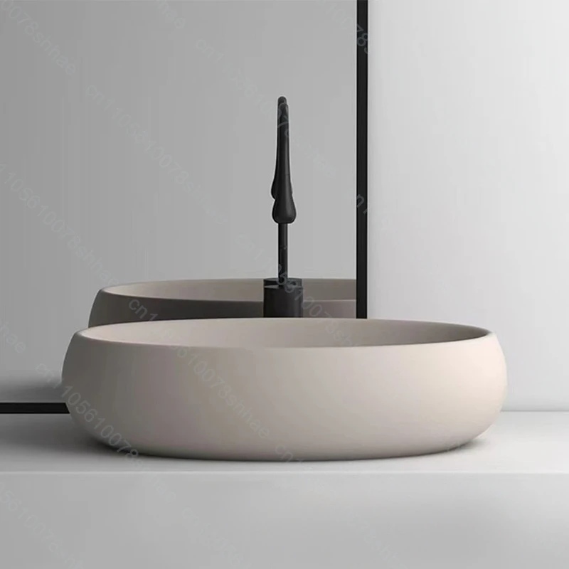 Modern Luxury Bathroom Vessel Sink Ceramic Vanity Basin with Drain Countertop Wash Bowl Basin Above Counter Artistic WashBasin