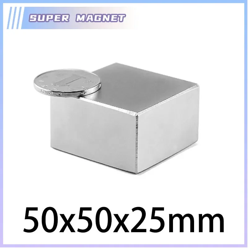 

1pc 50x50x25mm Neodymium Magnet N35 NdFeB Block Super Powerful Strong Permanent Magnetic Imanes Real Size 45x45x20mm