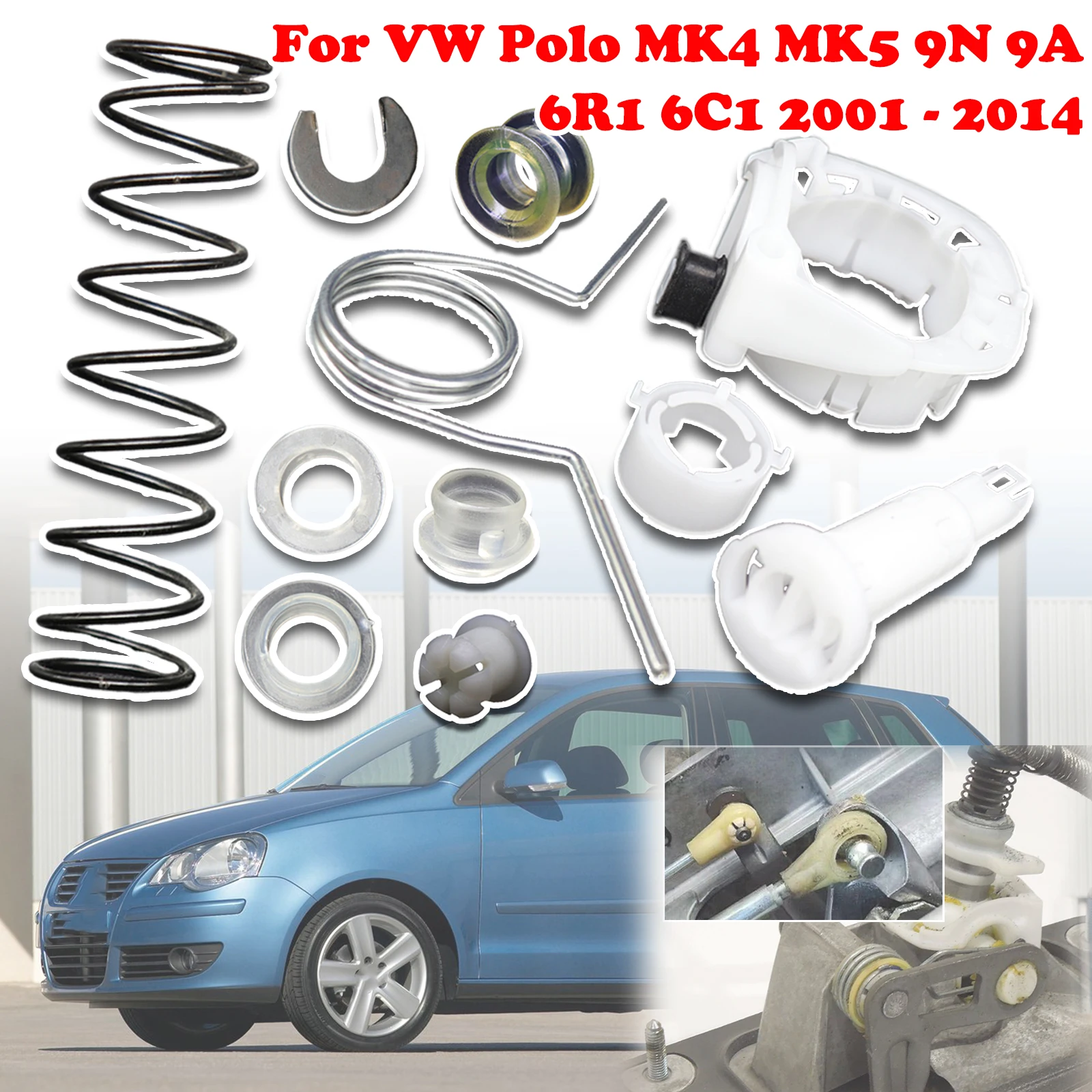 For VW Polo MK4 MK5 9N 9A 6R1 6C1 Upgrade Manual Gear Shift Bearing Shell Shifter GearBox Lever Spring Bushing Fix 2001 - 2014