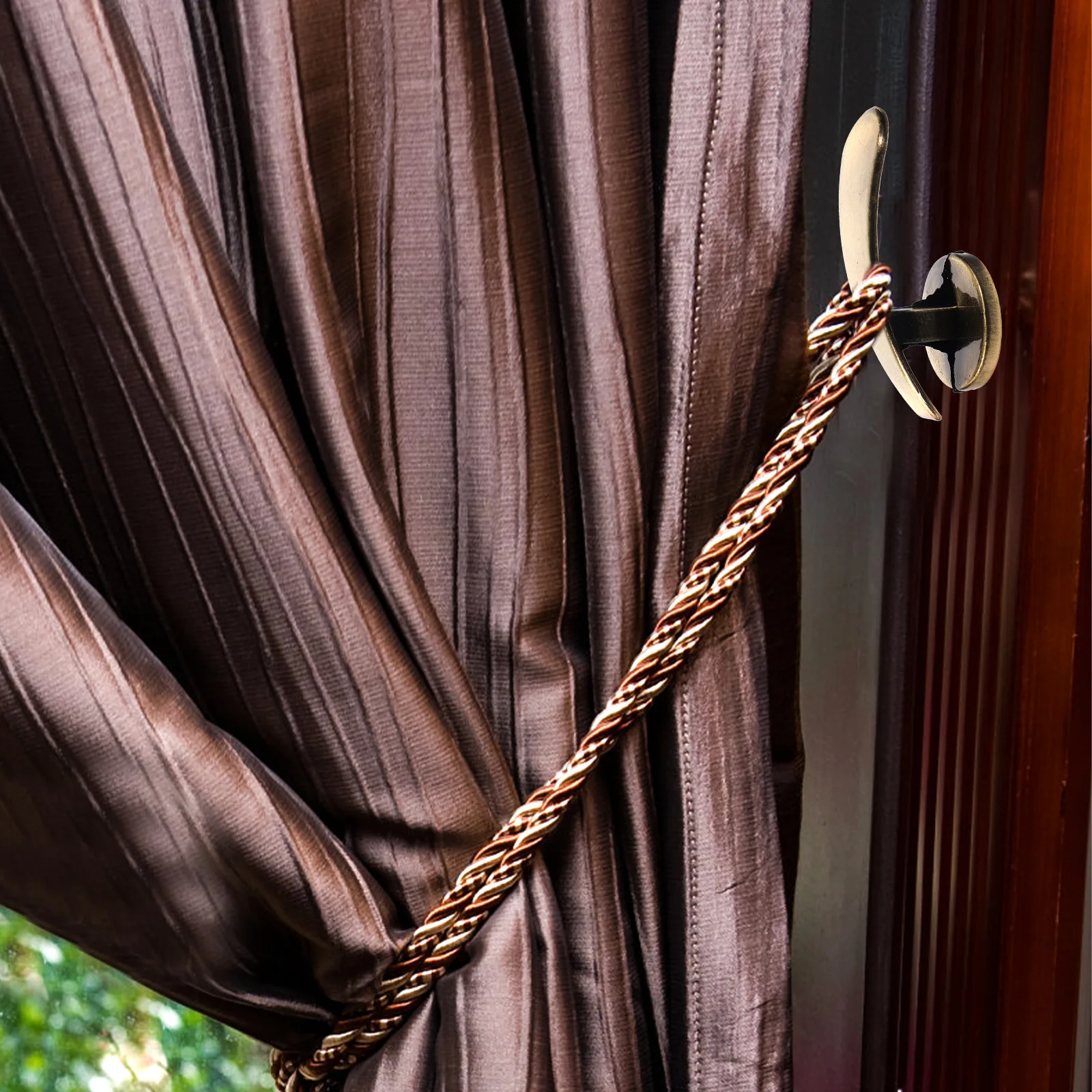 

4Pcs Curtain Holdback Zinc Alloy Wall Hooks Decorative Drapery Tiebacks for Home Hotel Window Curtains Curtain Tieback