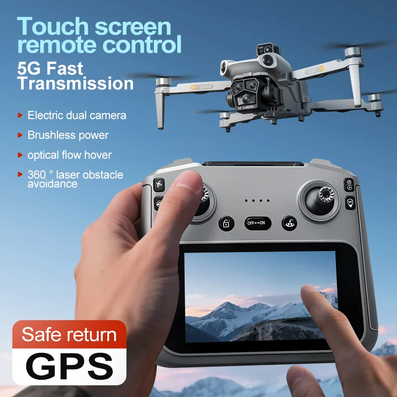 طائرة بدون طيار P26 جديدة مع شاشة لمس كبيرة عن بعد 8K كاميرا 3 محاور Gimbal ليلة اطلاق النار تجنب العوائق GPS عودة عالية