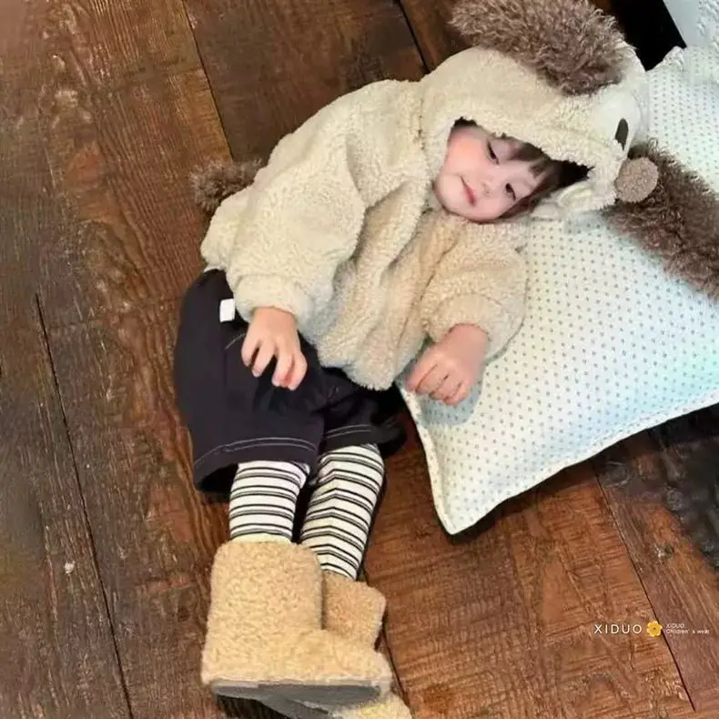 18M-5-7T معطف الفتيات الكورية جديد دافئ للأطفال الخريف والشتاء لطيف مقنعين الحرارية معطف الفتاة #6