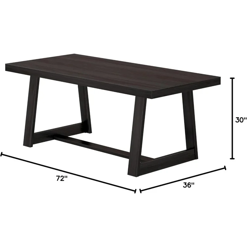 

72-Inch Solid Wood Farmhouse Table, Rustic Wooden Rectangular Dining Table for Kitchen and Dining Room