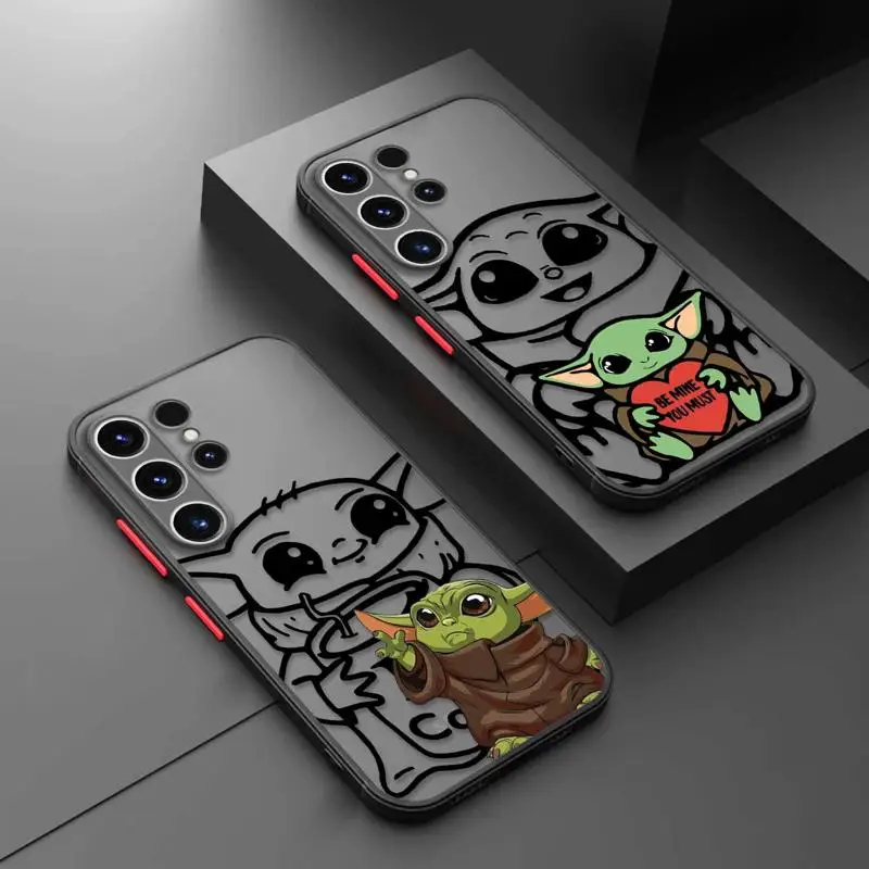 Cute Baby Yoda Phone Case For Samsung Galaxy  S24 S23 S22 Ultra S21 S20 FE S10 S9 Plus Note 10 20 Hard Matte Shell