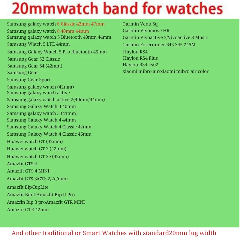 حزام سيليكون لساعة سامسونج جالاكسي ، شريط الهندباء لكوريا ، 20 ، 7 ، 6 ، 5 ، 4 ، 4 ، 44 ، 40 ، 5 برو ، 45 لون