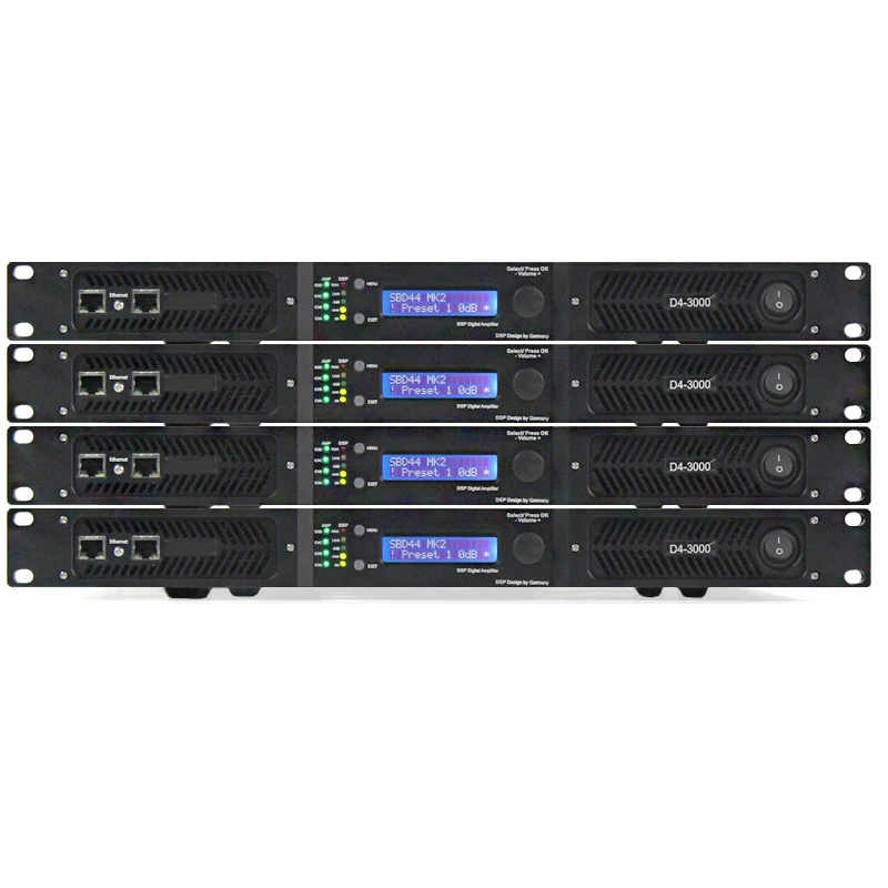 D4-3000 DSP Class D Work 2 Ohms 4 Channel 3000 Watts Power Amplifier Audio Professional