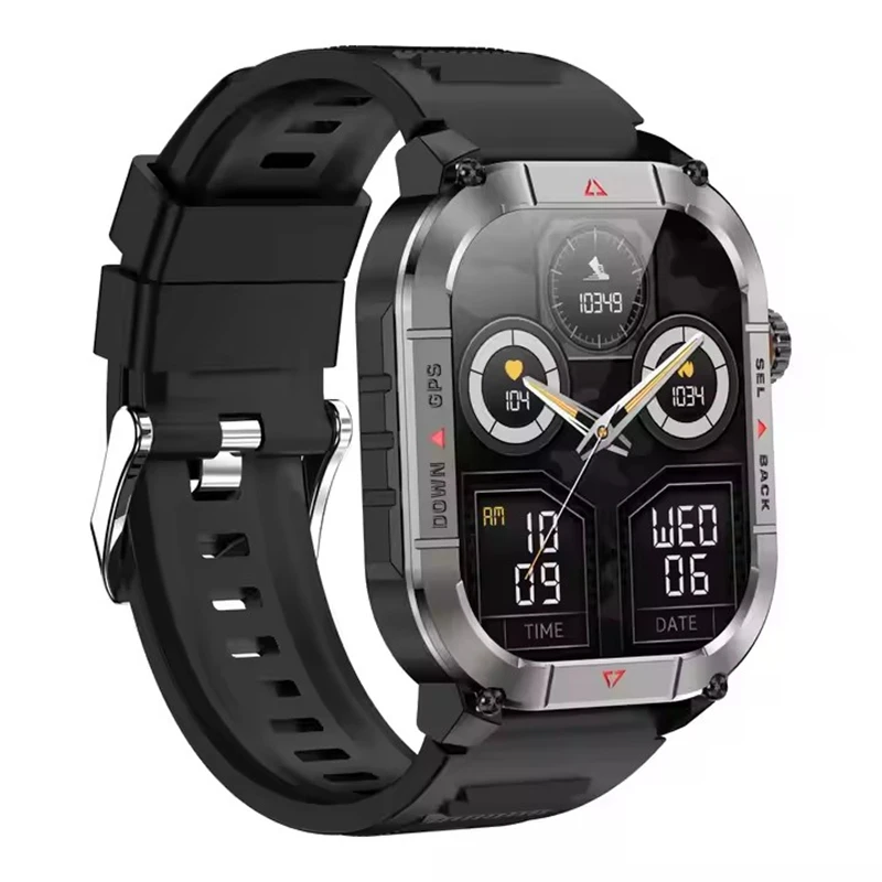 New HK84 Men Smart Watch AMOLED Outdoor GPS Sports Positioning Compass Fitness Tracker BT Calling Health Monitoring Smartwatch