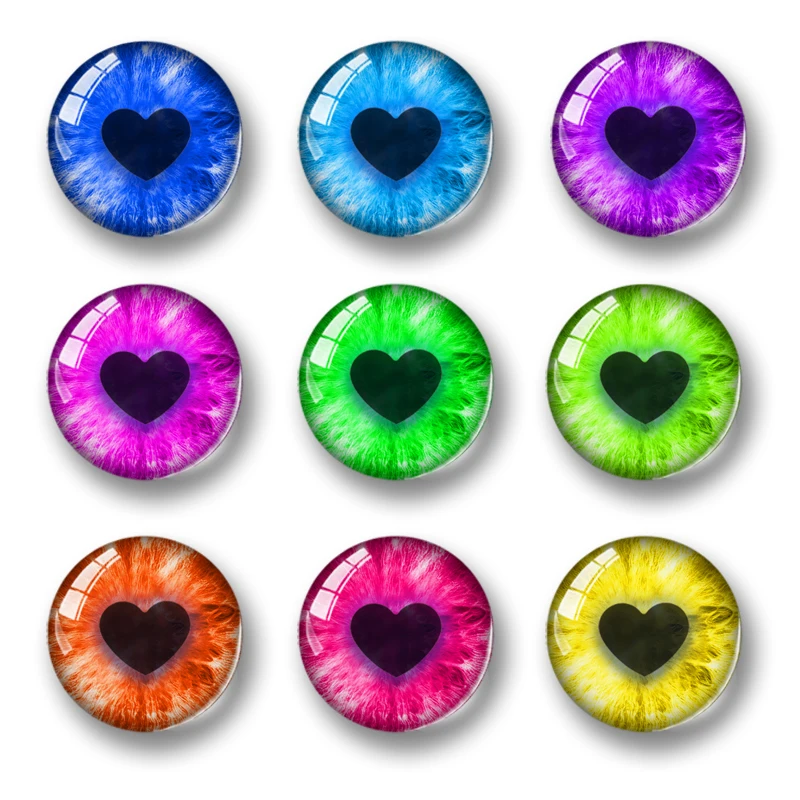 Love Heart Cat Toys Dragon Eyes Ragdoll Eyeball DIY Jewelry 8MM-20MM Round Photo Glass Cabochon Demo Flat Back Making Findings