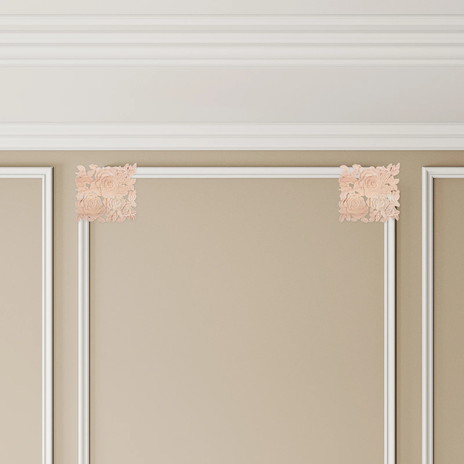 

Square Appliques Onlays Handmade Solid Wood Carved Flower Decals For Wall Cupboard Mirror Door Bed Cabinet Furniture Decor