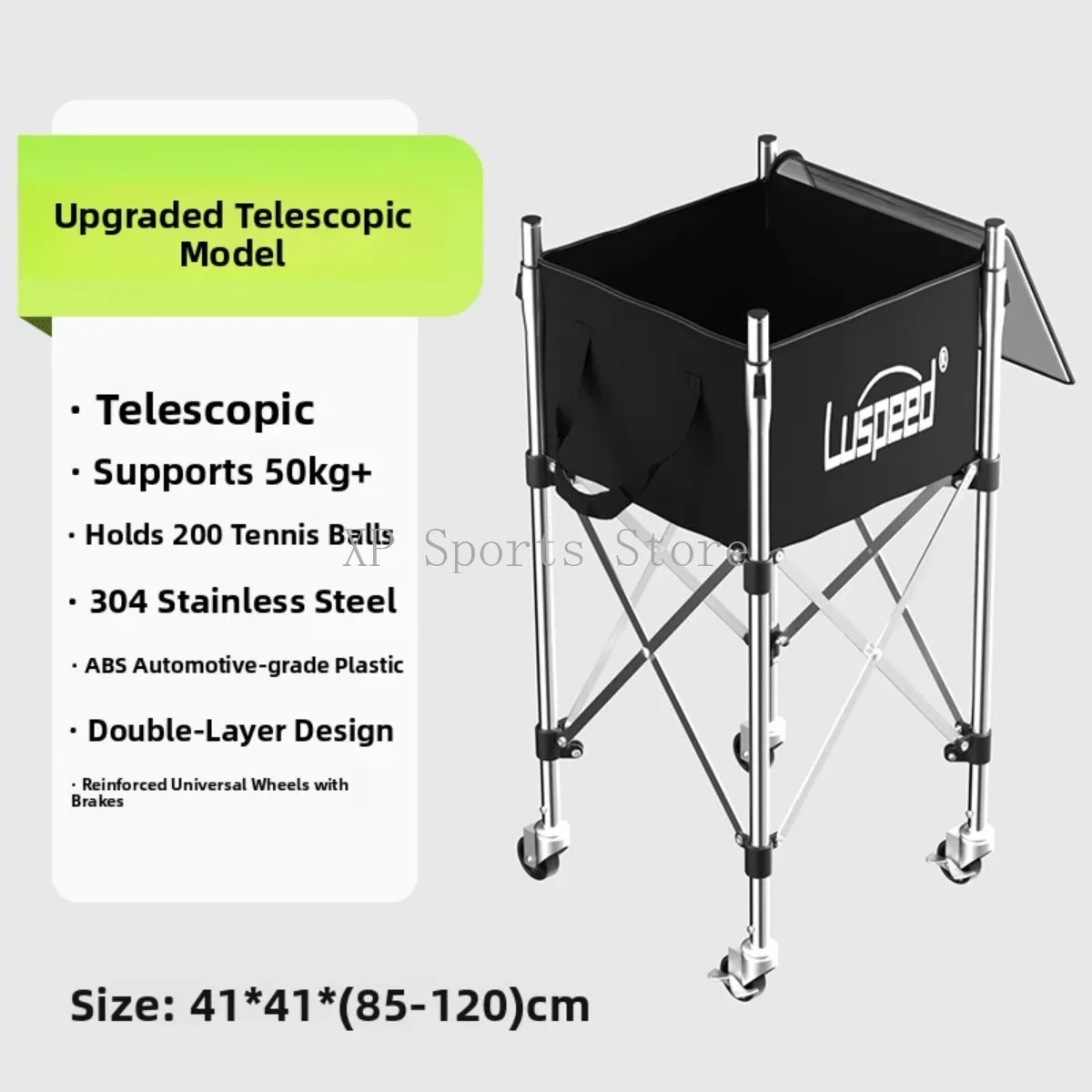 

Convenient Tennis Equipment Accessory - Portable Tennis Ball Pier, Lightweight Tennis Training PU Cart with Storage Basket