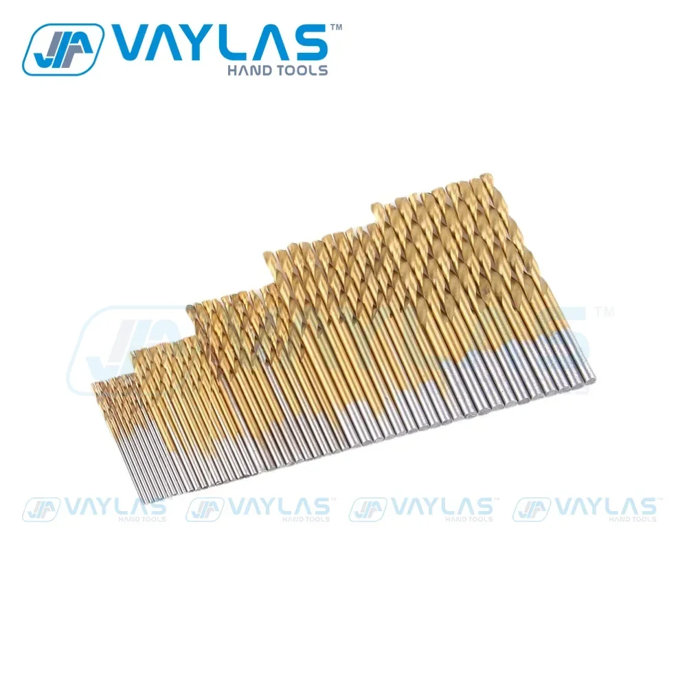 50Pcs Twist Drill Bit Set Saw Set HSS High Steel Titanium Coated Drill Woodworking Tools Kit 1mm/1.5mm/2mm/2.5mm/3mm