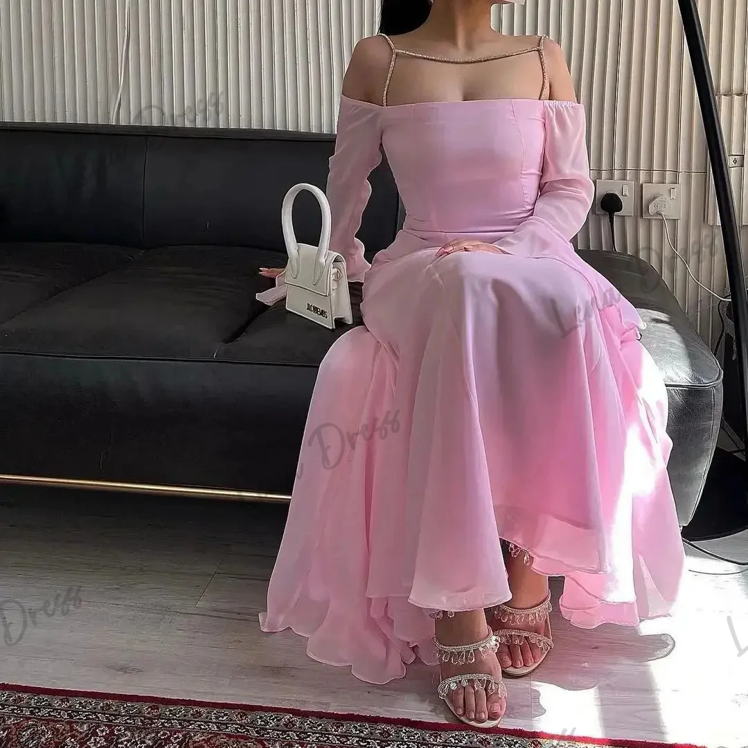 

Lena-2024 New Pink Off Shoulder Formal Evening Dress Dubai Saudi Arabia Fishtail Elegant Women's Dress