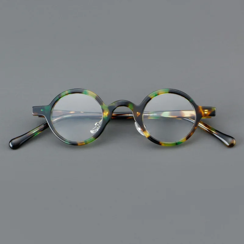 Vcka Vintage Acetat Myopie Brille Rahmen Männer kleine runde verschreibung pflicht ige Brille Frauen Retro Luxus Brillen-0,50 bis-10 – Detail 5