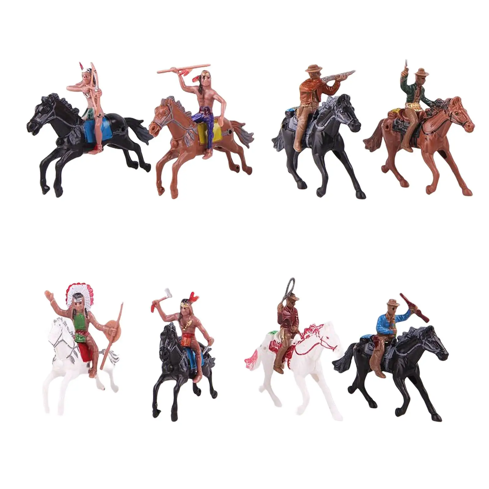 Pack of 8 Western Cowboy Figures with Horse for Boys Preschool Sandbox