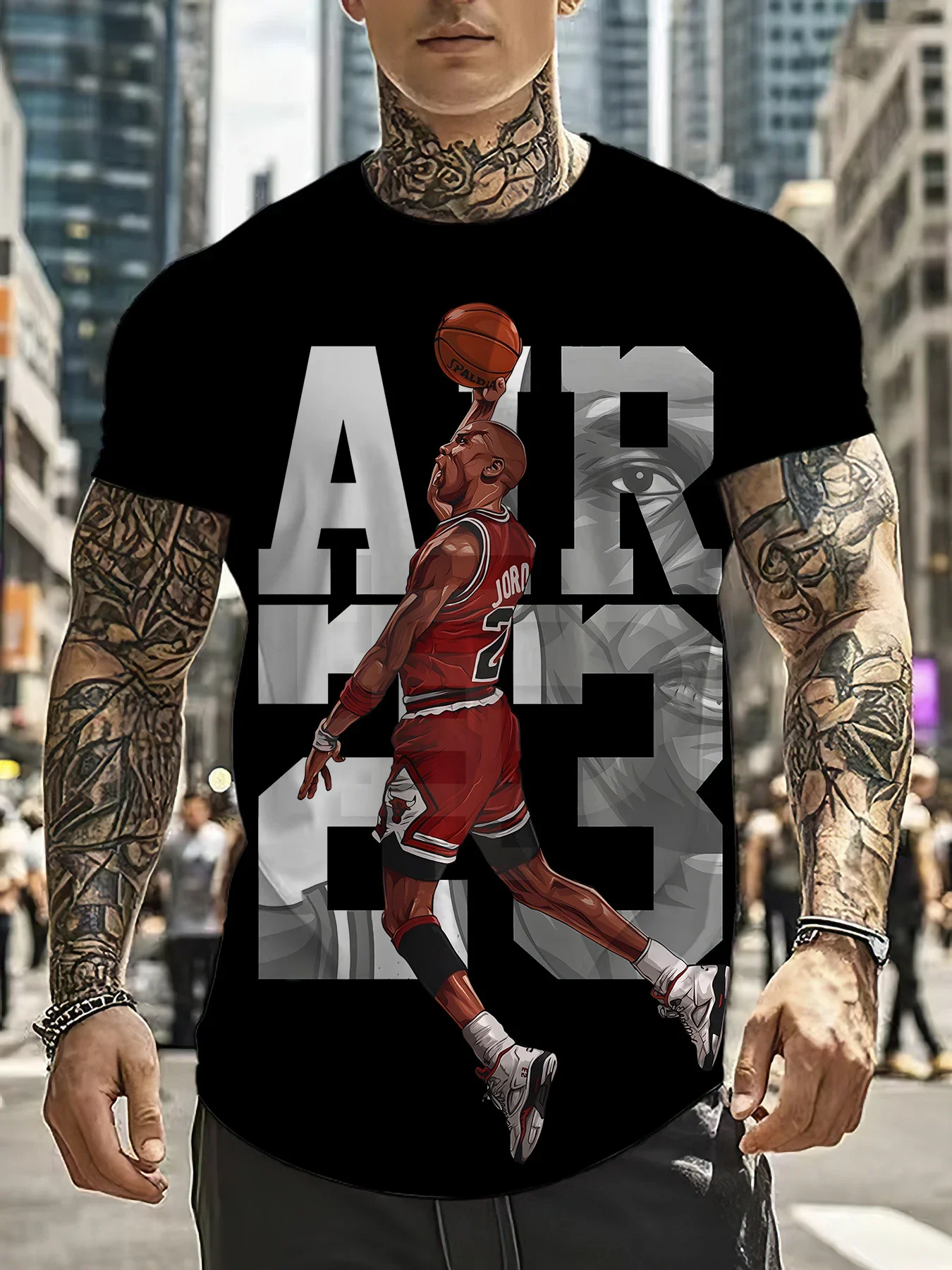

New 23 basketball printed short sleeved T-shirt fashionable sports and casual men's clothing a must-have for summer comfortable