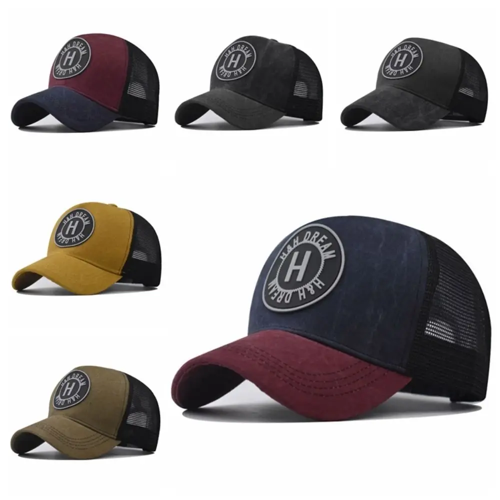 

Мужская и женская двухцветная бейсболка с защитой от солнца, дышащая сетчатая кепка, хлопковая регулируемая шляпа Snapback, шляпа дальнобойщика