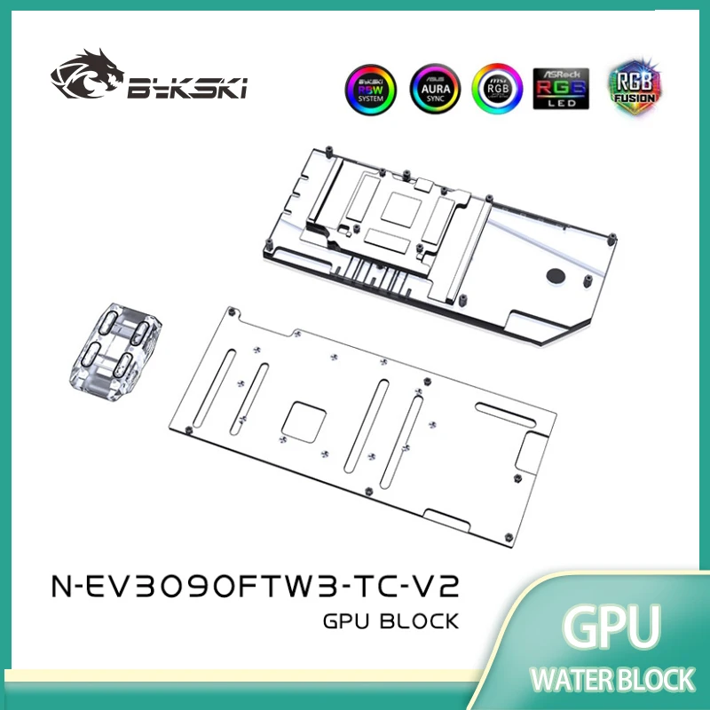 Bykski GPU Block with Active Waterway Backplane for EVGA RTX 3090 3080Ti 3080 FTW3 Ultra Gaming Water Cooler N-EV3090FTW3-TC-V2