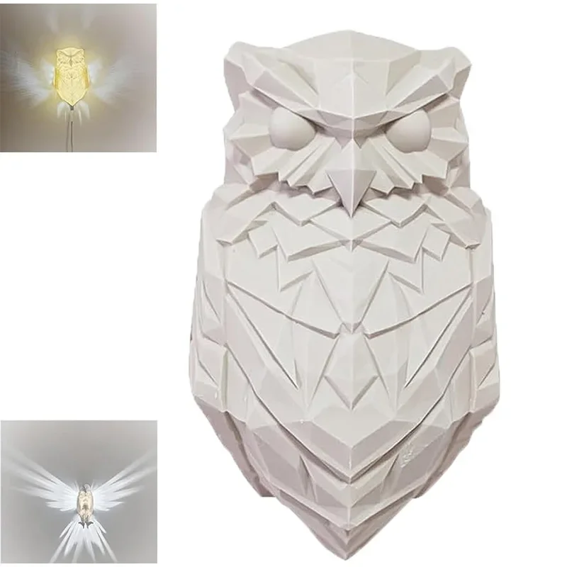 Modern Creative 3D Bird Wall Lamp Body Animal Lighting Lustre Atmosphere Halloween Owl Eagle Shape Projector Wall Decoration