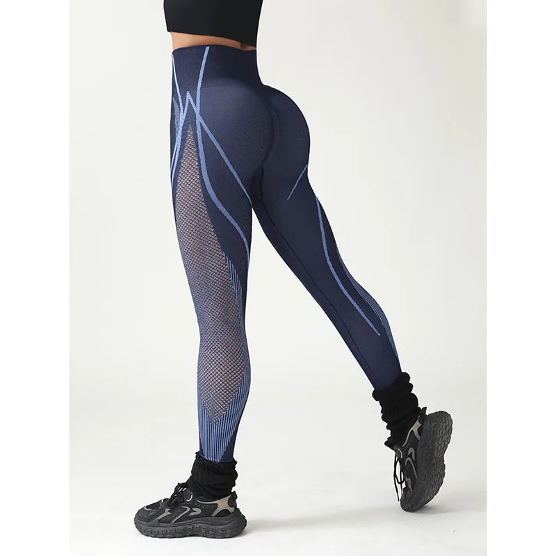

Женские бесшовные суперэластичные леггинсы-сетка для йоги с эффектом подтяжки ягодиц, сексуальные, с высокой талией, для бега и спорта