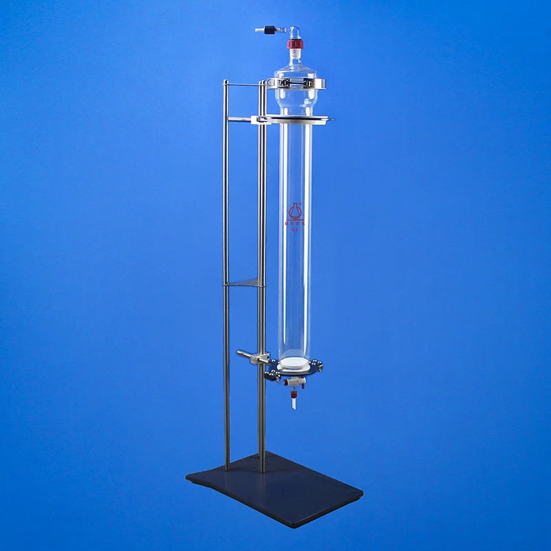 LH-LABWARE Medium size chromatography column with stainless steel frame, Flange interface, PTFE valve, LH-270-E