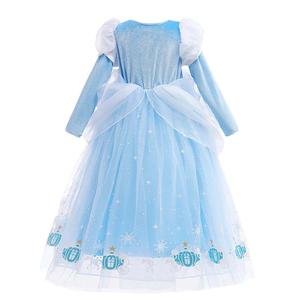 Cinderella Dress Cosplay Costume for Girls Fancy Princess Dress Up Long Sleeve 2026 Kids Christmas Birthday Party Outfit