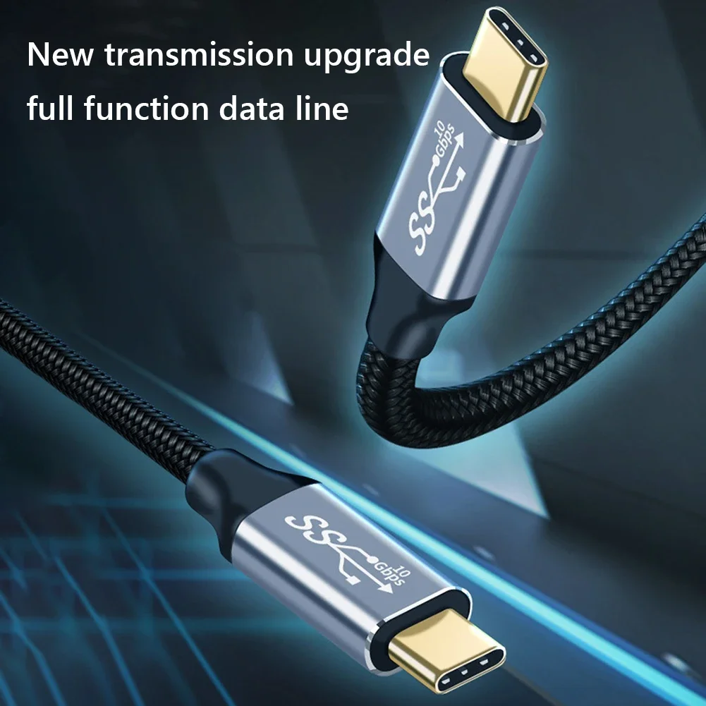 

USB 3.2 Type-C to C Data Cable Support 10Gbps Transfer 4K Display 5A 100W PD Fast Charging Braid Cord for Laptop Mobile Phone