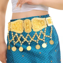 Exclusive Arabian Golden Cross Coin Metal Belt Waist Belly Chains Fashion Classics Indian Kurdish Ethnic Robe Body Jewelry