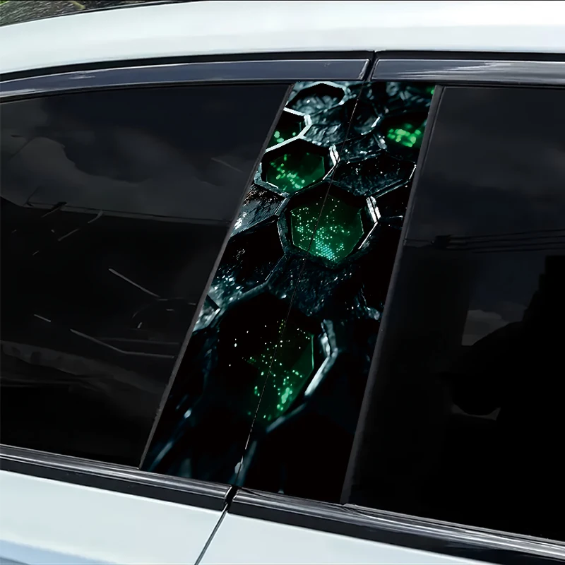 

2 наклейки на B-стойку автомобиля, защитная пленка из винила с цифровой сеткой Honeycomb Digital Grid.