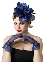 Fascinators hat flower mesh ribbon feather headband and clip tea party headdress suitable for girls and ladies.
