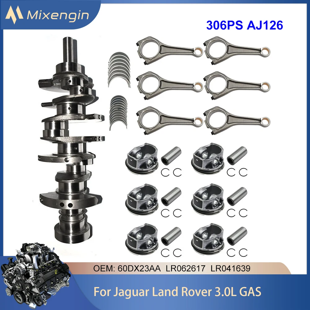 

Детали двигателя, комплект поршня шатуна коленчатого вала, подшипник, подходит для 306PS AJ126 3.0 V6 GAS для Jaguar XE XF Land Rover Range Rover 3.0L 12-21