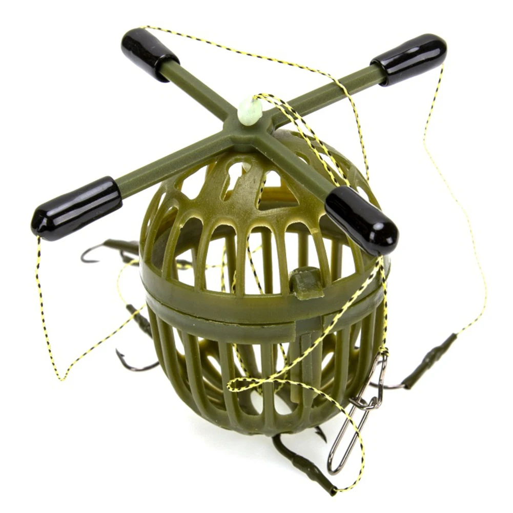 Feeder Holder Fishhook Four Forked Silver Bighead Carp Water-Monster-Cage Explosion Hook Fishing Baits Cages Hook Rig Set Parts