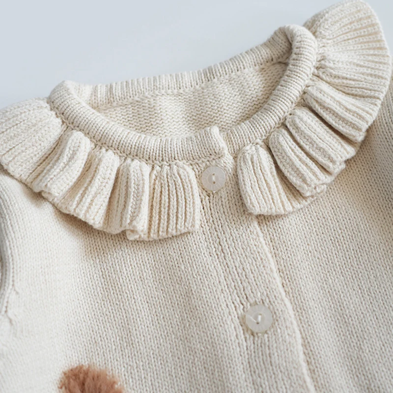 2024 New Autumn Kids Knitted Cartoon Cardigan Sweater Baby Girls Knitting Cardigan Coat Long Sleeved Casual Loose Sweater Coat