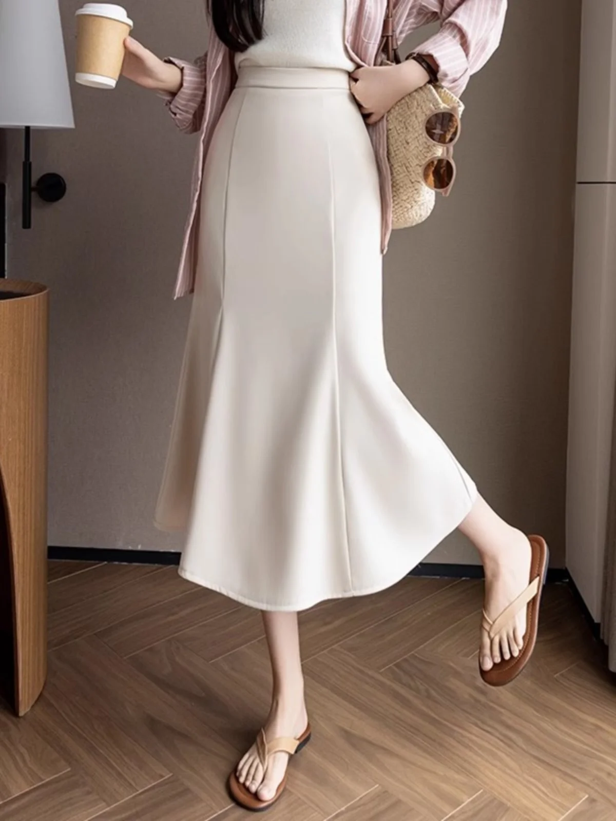 

Элегантная приталенная юбка для женщин: новая модель с драпировкой, утягивающая, с высокой талией, миди, для осени, зимы и весны