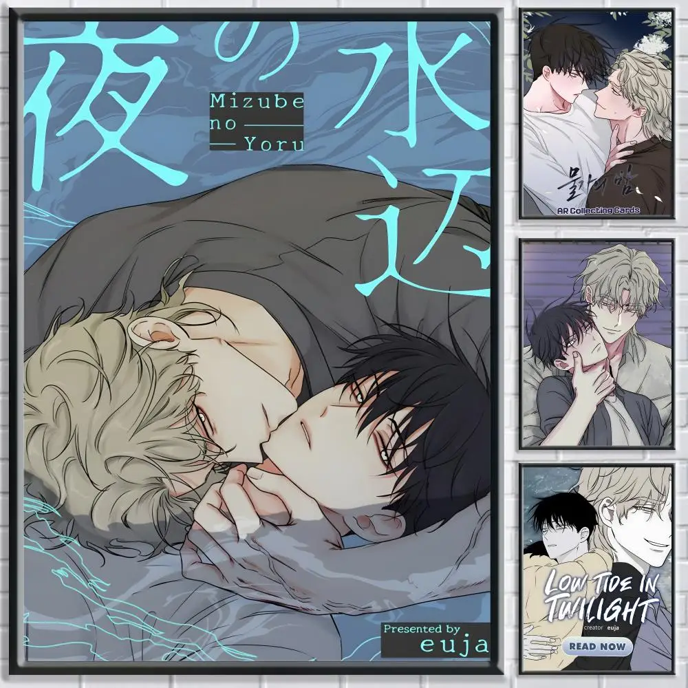 أنيمي BL L-المنخفضة المد في الشفق اللوحة الخط HD طباعة تجعد الفن صور لغرفة المعيشة ديكور جدران المنزل قماش