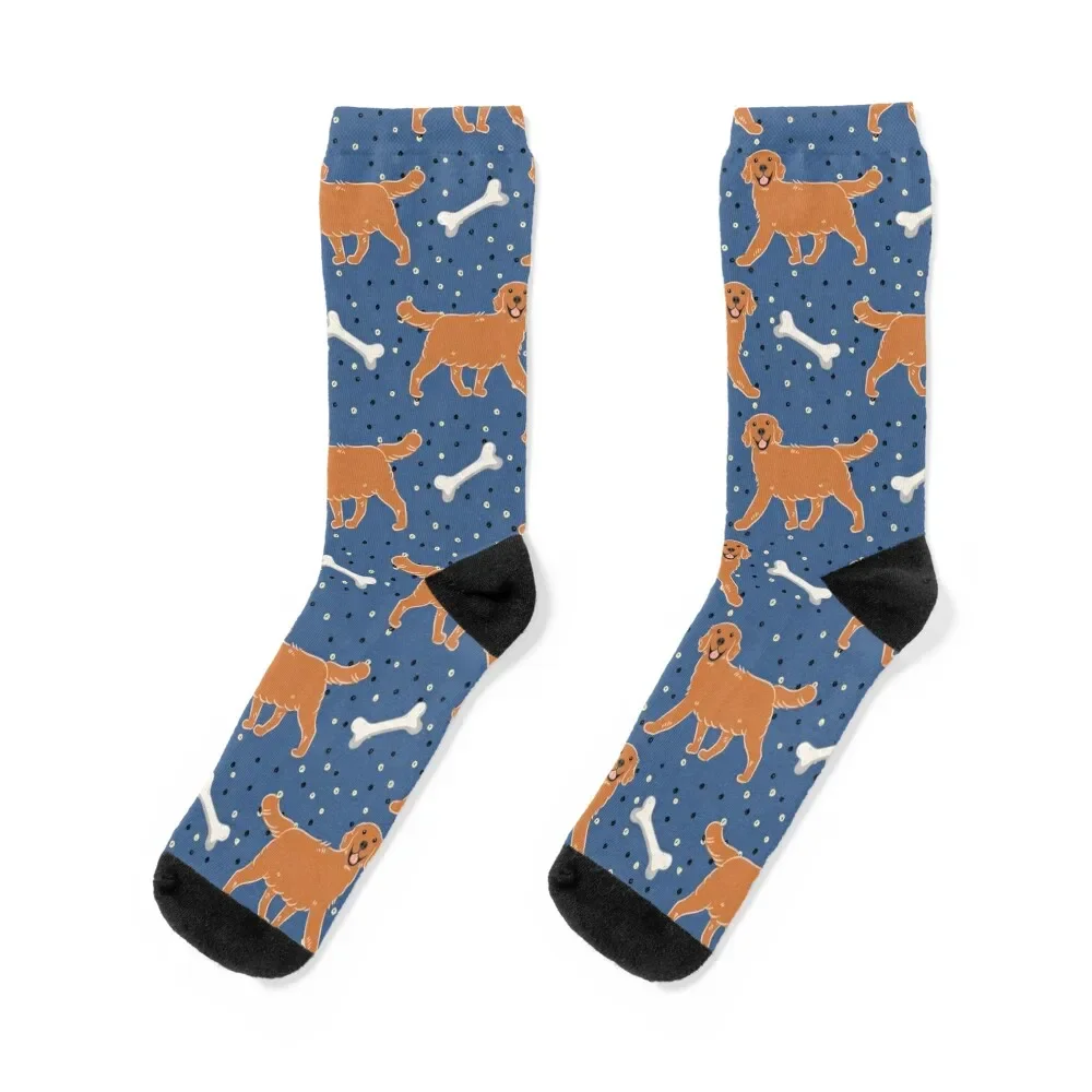 

Cute Red Dark Golden Retriever Socks winter thermal floral hiking Women's Socks Men's